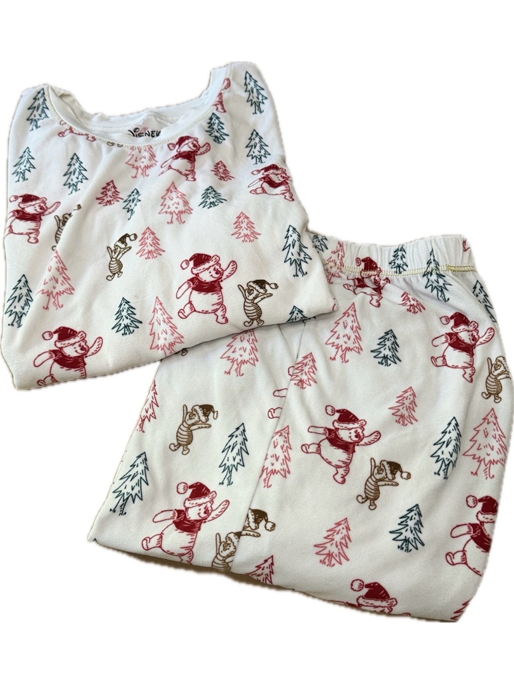 Disney Winnie the Pooh Christmas Pajama Pants Set Small EUC Holiday Loungewear